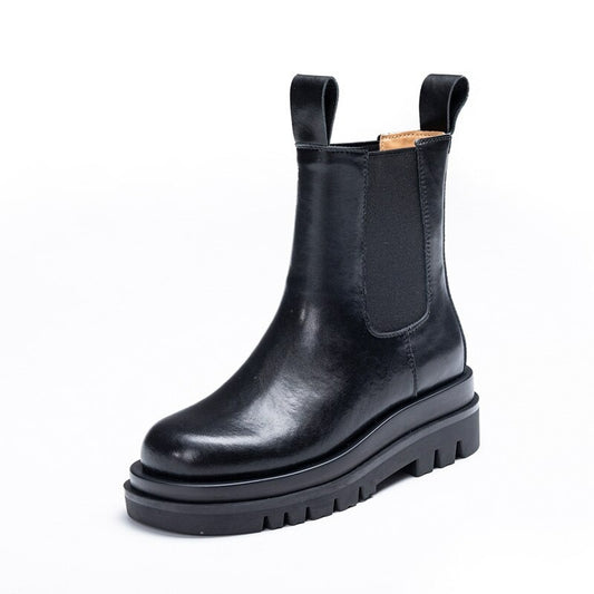 Leather Women's Chelsea Boots With Elastic Band