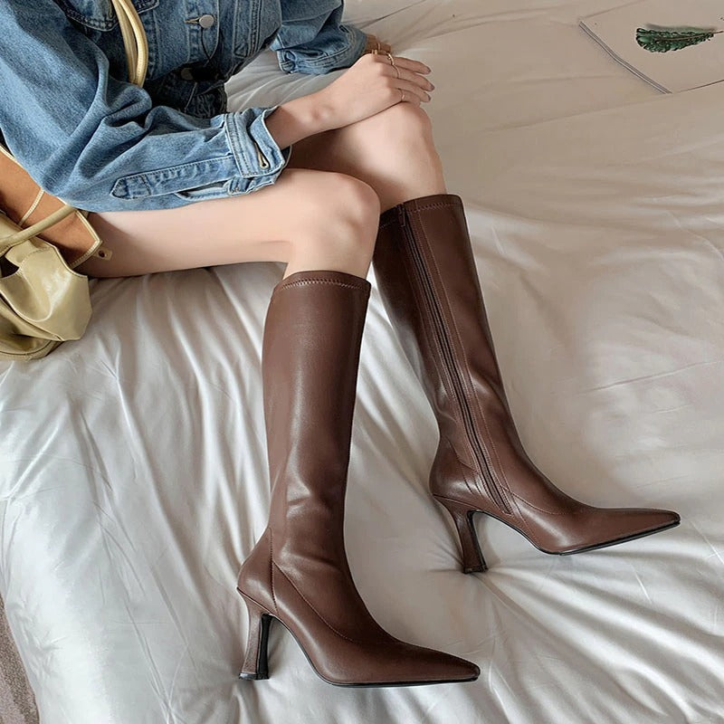 Heeled Knee High Knight Winter Boots For Women