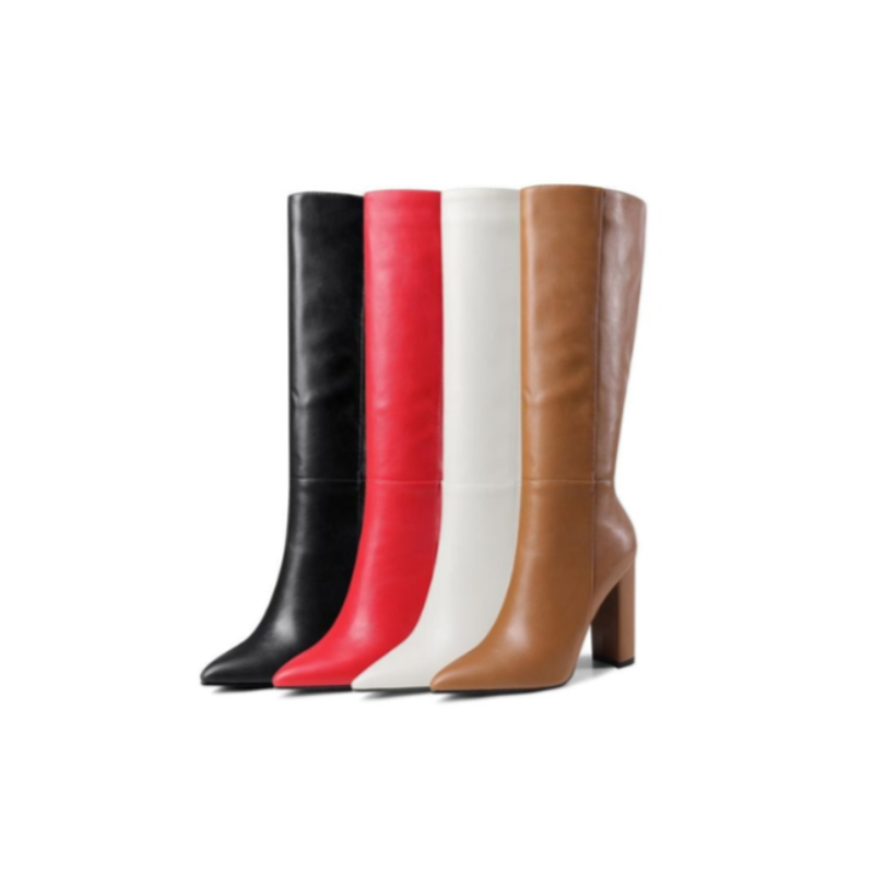 Zip Thick Heeled Knee High Winter Boots